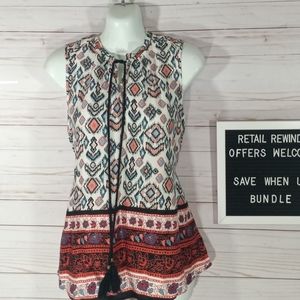Daniel Rainn Aztec Pattern Sleeveless Top Sz XL